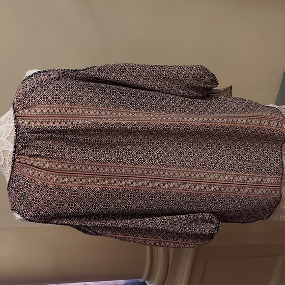 MAX EDITION Boho Sheer Cold Shoulder Patterned Tunic - Picture 8 of 12